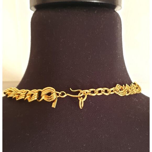 Monet Retro Gold Tone Link Necklace Chunky Bold Statement Graduated Chain Vtg - Picture 10 of 11